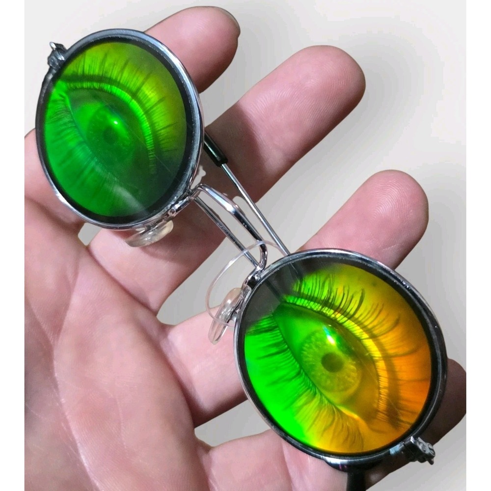 Holographic‎ WIDE HUMAN EYES Sunglasses Glasses Vintage 1990's Halloween Costume